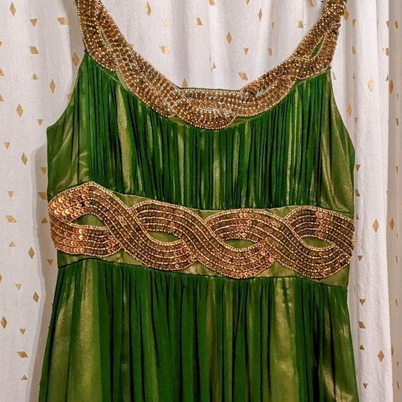 Adrianna Papell | Dresses | Adrianna Papell Evening Dress Green Gold |  Poshmark
